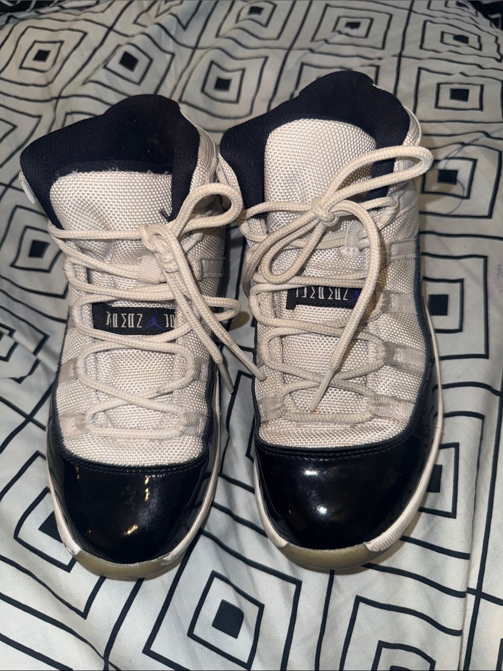 Jordan Kids White and Black Retro Basketball Sneakers